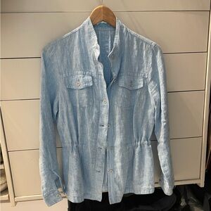 J McLaughlan Chambray Blue Linen Jacket with Inside Drawstring